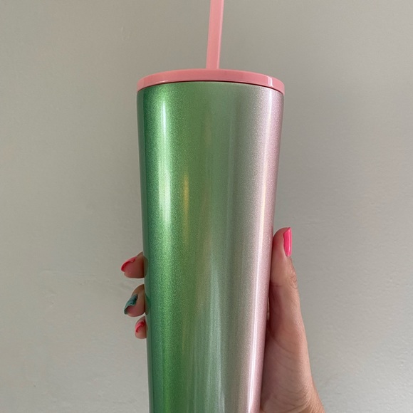 Pink and green multidimensional Starbucks Tumbler - Picture 4 of 6